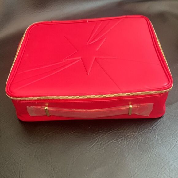 Lancôme Pink Gold Hardware Star Cosmetics Beauty Makeup Travel Zipper Bag NEW - Picture 2 of 9